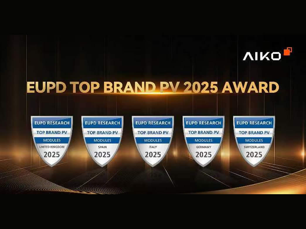 AIKO als Top Brand PV 2025 in fünf führenden europäischen Märkten ausgezeichnet